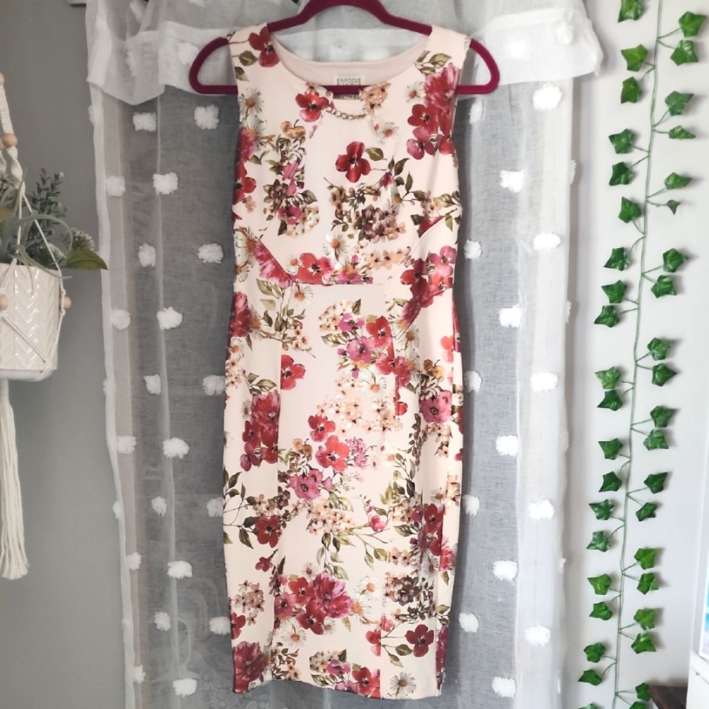 Enfocus Studio Floral Midi Dress - Cream and Red